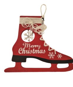 Décoration Patin Rouge Merry Christmas à Accrocher 30×30 CM