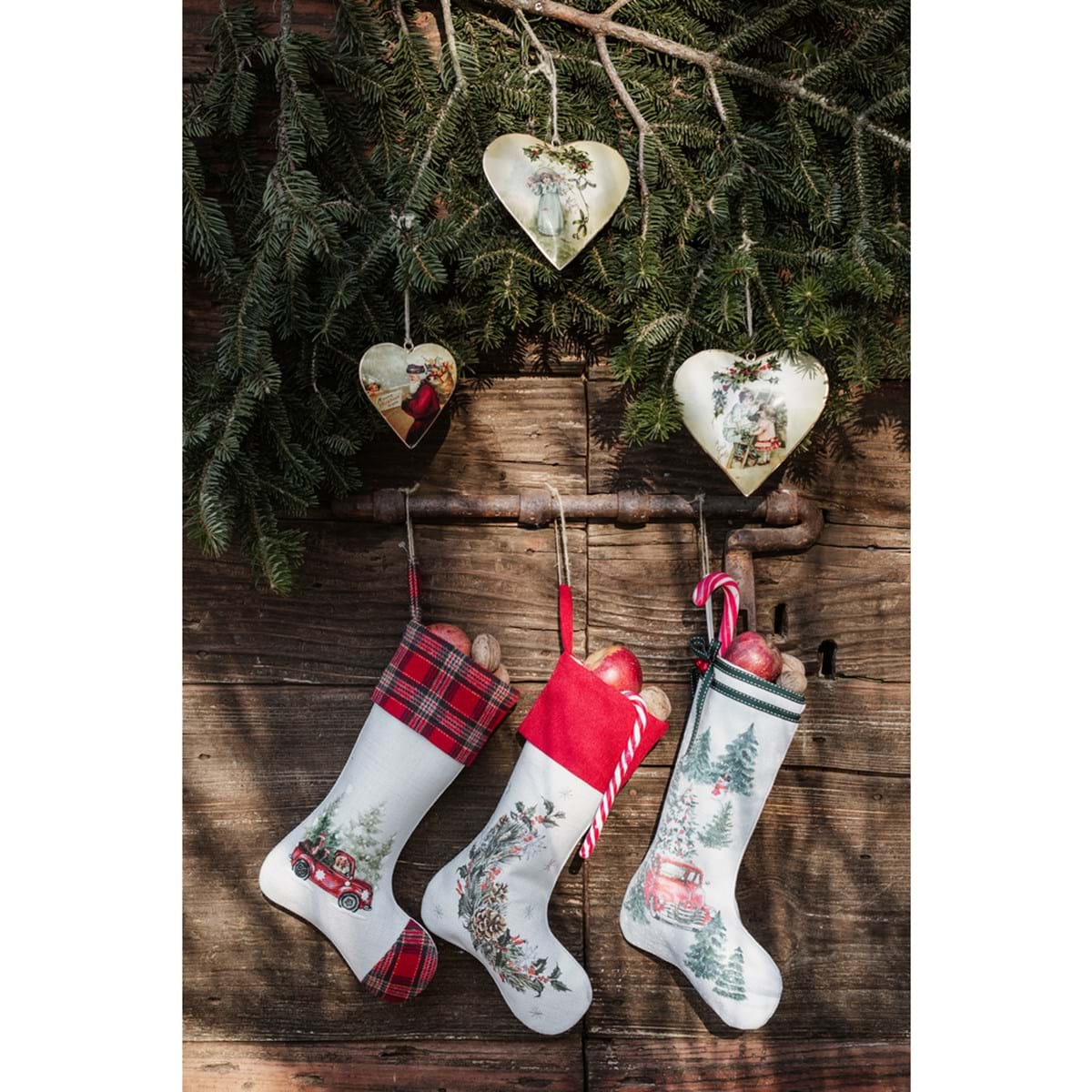 Coeur Noël En Famille à Suspendre En Métal 15×15 CM Blanc Mariclo – Image 3