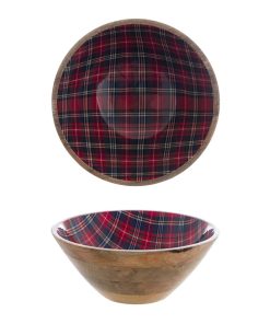 Saladier En Bois 30x30x8 CM Tartan Et Bois
