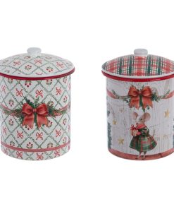 Alternative view of Pots avec couvercle -Jar – 2 Modèles Assortis – Collection Souris De Noël 15 X 15 X 16 CM