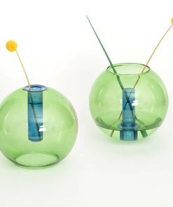 Alternative view of Vase boule réversible M vert/bleu – Block Design