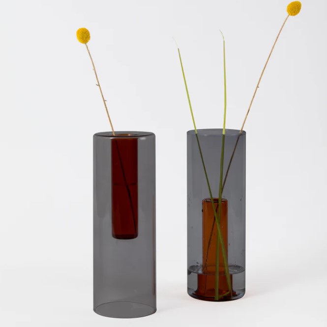 Vase réversible M fumé/ambre – Block Design