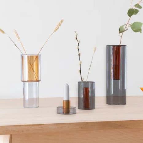 Vase réversible M fumé/ambre – Block Design – Image 3