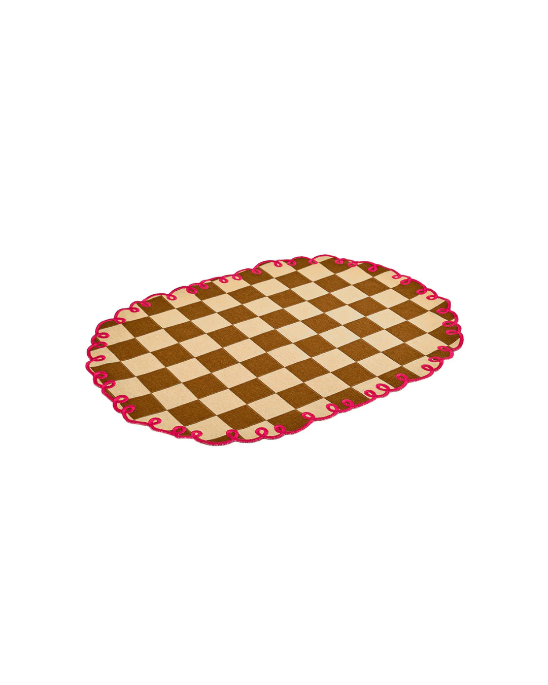 LOT DE 2 SETS DE TABLE BORD BRODE – MARRON&FUCHSIA – Image 3