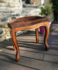 Banc de piano bois et velours marron VENDU