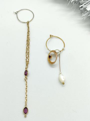 Boucles d’oreilles asymétriques vintage – Rubi VENDU
