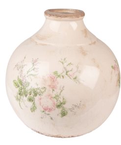 Alternative view of Vase En Céramique Beige Rose Et Vert Style Campagne Ø25×25 CM