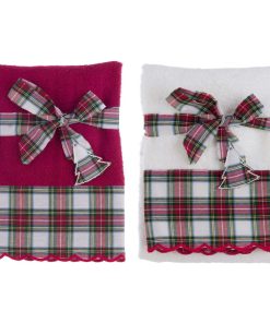Alternative view of Lot De 1 Essuie Main Rouge et un essuie mains Blanc, grande dimension. Tissus Tartan 60×110 CM