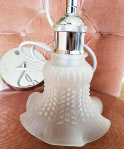 Suspension opaline tulipe verre blanchi
