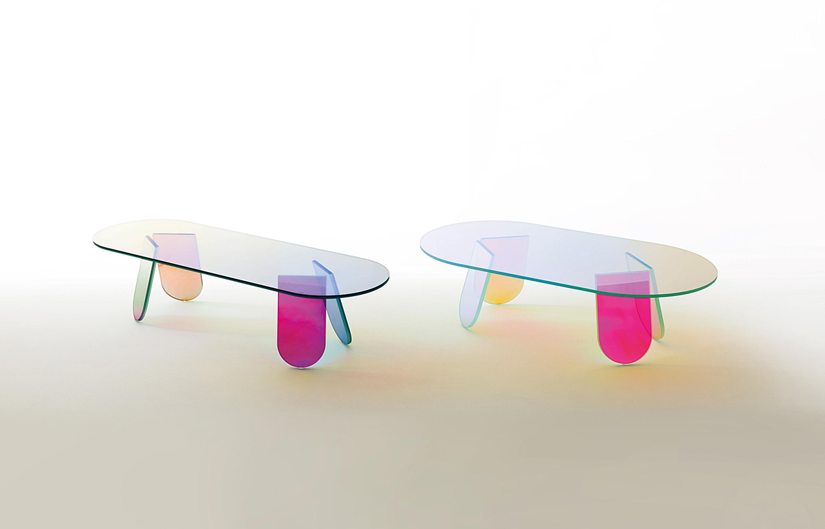Table basse Shimmer – 120/65 cm – Verre stratifié multichromatique – Image 4