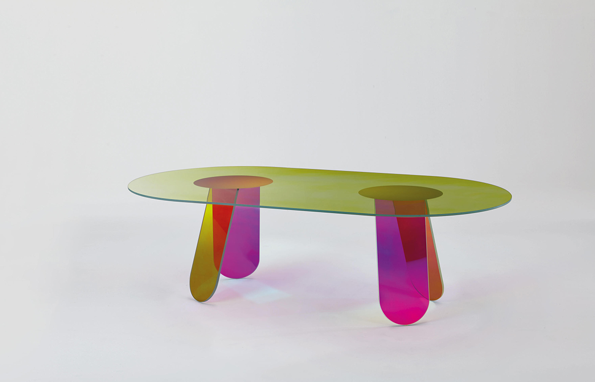 Table basse Shimmer – 120/65 cm – Verre stratifié multichromatique – Image 3