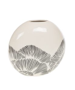 Alternative view of Vase Boule EVA en Céramique Blanche à Motifs Noirs – Design Contemporain Épuré